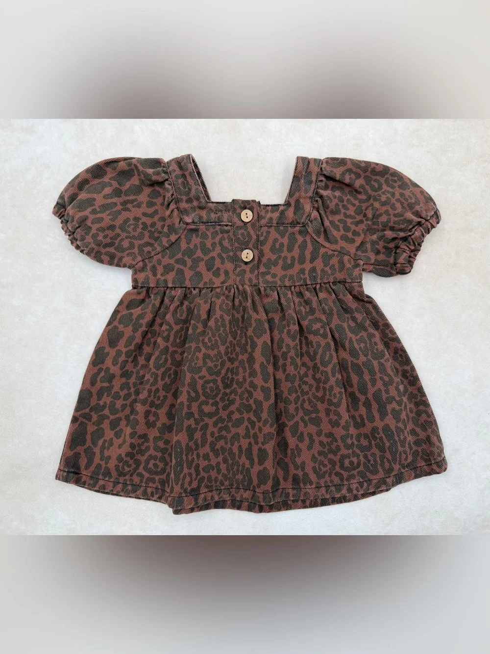 🆕 Rylee + Cru Brown and Black Leopard Print Puff Sleeve Dress